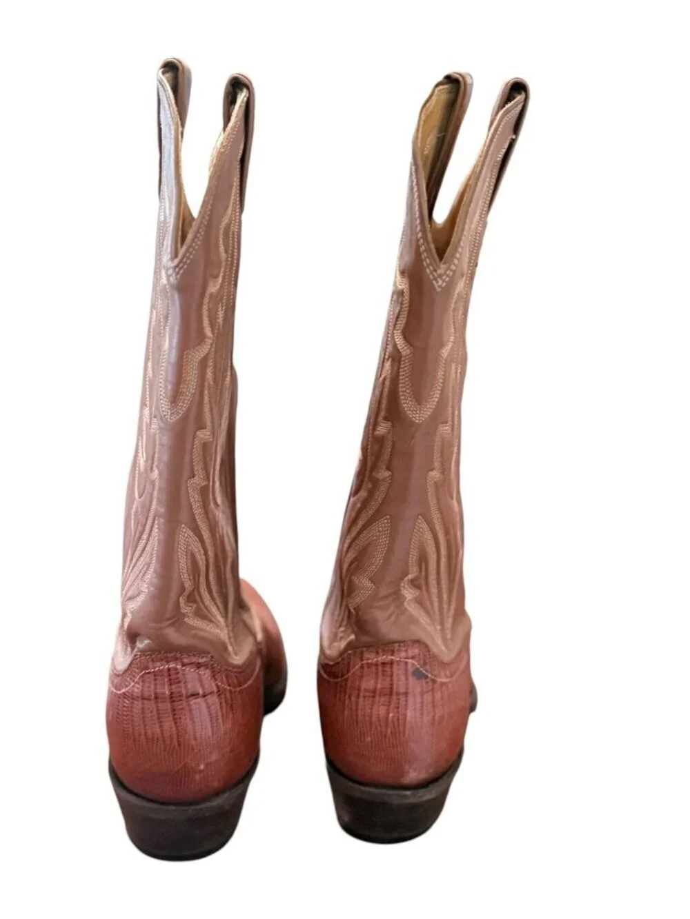 Justin Teju Lizard Cowboy Boots Men Size 9D Brown Exotic Leather Western 8303 US